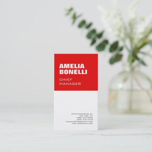 Moderne, minimale professionele rood wit visitekaartje (Staand voorkant)
