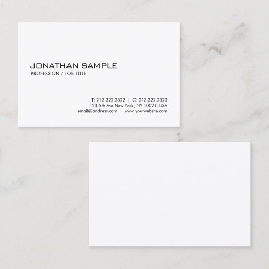 Moderne, minimale professionele, schone Sjabloon Visitekaartje (Voorkant / Achterkant)