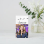 Moderne minimale professionele script monogram fot visitekaartje (Staand voorkant)