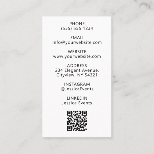 Moderne minimale professionele script monogram fot visitekaartje (Achterkant)