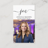 Moderne minimale professionele script monogram fot visitekaartje (Voorkant)