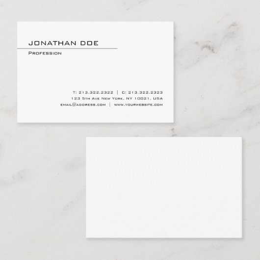Moderne, minimale professionele Sjabloon legant Visitekaartje (Voorkant / Achterkant)