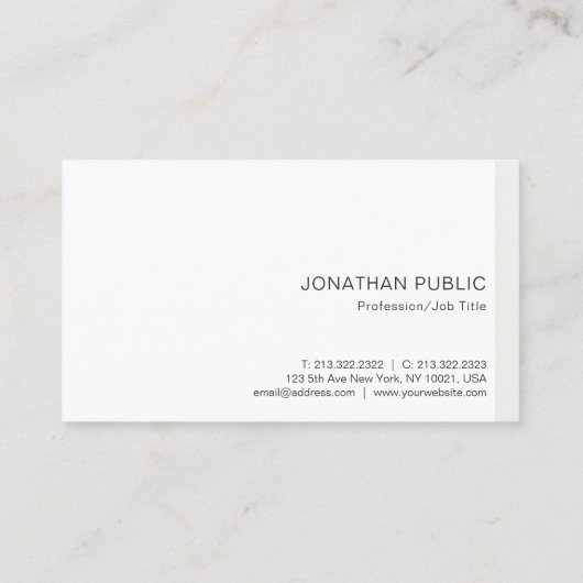 Moderne, minimale professionele Sjabloon legant Visitekaartje (Achterkant)