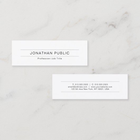 Moderne minimale professionele Sjabloon Mini Visitekaartje (Voorkant / Achterkant)