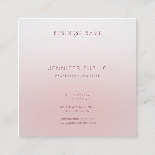 Moderne, minimale professionele Sjabloon Vierkante Visitekaartje (Achterkant)