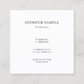 Moderne minimale professionele Sjabloon Vierkante Visitekaartje (Achterkant)