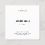 Moderne minimale professionele Sjabloon Vierkante Visitekaartje (Achterkant)