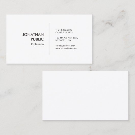 Moderne minimale professionele Sjabloon Visitekaartje (Voorkant / Achterkant)