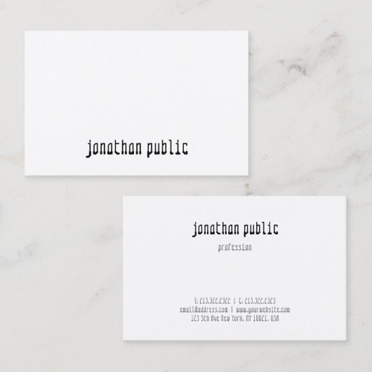 Moderne, minimale professionele Sjabloon Visitekaartje (Voorkant / Achterkant)