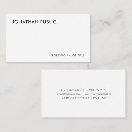 Moderne minimale professionele Sjabloon Visitekaartje (Voorkant / Achterkant)