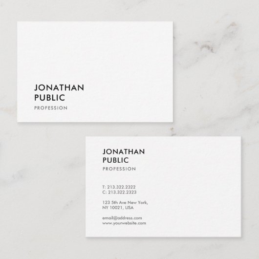 Moderne, minimale professionele Sjabloon Visitekaartje (Voorkant / Achterkant)