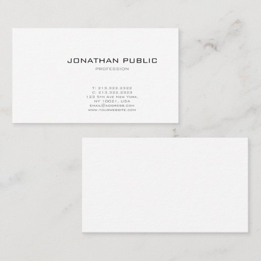 Moderne minimale professionele Sjabloon Visitekaartje (Voorkant / Achterkant)