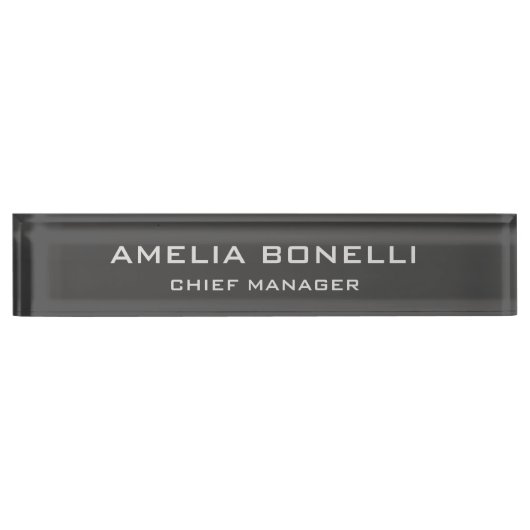 Moderne, minimale professionele speelplaat grijs naambordje (Voorkant)