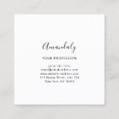 Moderne minimale professionele VIP elegant White Vierkante Visitekaartje (Achterkant)