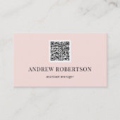 Moderne minimale QR-code Blush Pink Visitekaartje (Voorkant)