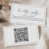 Moderne Minimale QR-code Bruiloft RSVP Behuizing K Visitekaartje