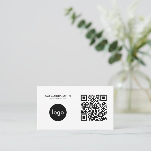 Moderne minimale QR Code Company Logo Visitekaartje (Staand voorkant)