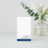 Moderne minimale QR-code donkerblauw wit verticaal Visitekaartje (Staand voorkant)