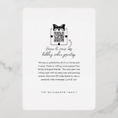 Moderne minimale QR-code familie videoboodschap Folie Feestdagenkaart (Achterkant)