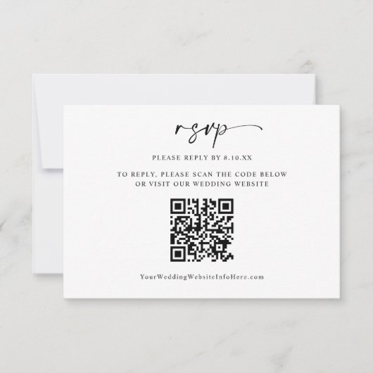 Moderne minimale QR Code Foto RSVP Card (Voorkant)