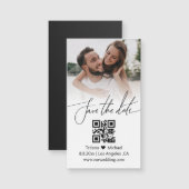 moderne minimale qr-code foto save the date magnee (Voorkant / Achterkant)