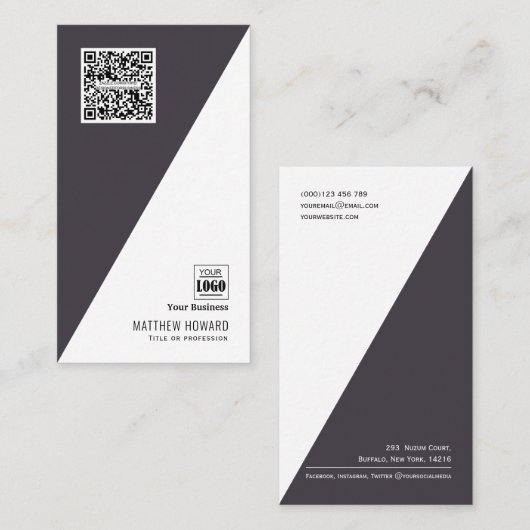 Moderne minimale QR-code Logo sociale media Corpor Visitekaartje (Voorkant / Achterkant)