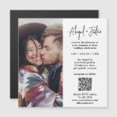 Moderne minimale QR-code & Photo All-in-One bruilo Magnetische Uitnodiging (Voorkant / Achterkant)