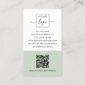 Moderne minimale QR-code salie groen wit verticaal Visitekaartje (Achterkant)