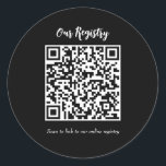 Moderne minimale QR-code Scanable Wedding Registry Ronde Sticker<br><div class="desc">pas met om het even welke tekst aan.</div>