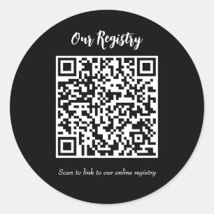 Moderne minimale QR-code Scanable Wedding Registry Ronde Sticker