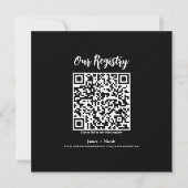 Moderne minimale QR-code Scannable Wedding Registr Kaart (Voorkant)