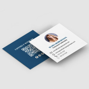 Moderne minimale QR-code sociale media foto Vierkante Visitekaartje