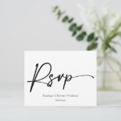 Moderne minimale QR Code Wedding RSVP Antwoord Briefkaart (Staand voorkant)