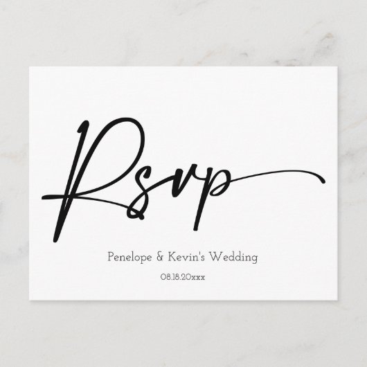 Moderne minimale QR Code Wedding RSVP Antwoord Briefkaart (Voorkant)