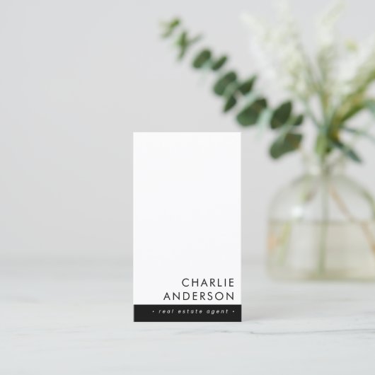 Moderne minimale QR-code zwart wit verticaal Visitekaartje (Staand voorkant)