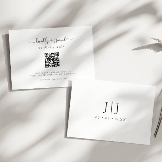 Moderne minimale QR-scriptcode RSVP Kaartje