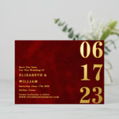 Moderne, minimale Red Gold-foto bespaart de datum Folie Uitnodiging (Staand Voorkant)