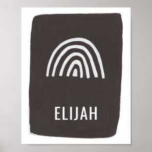 Moderne minimale regenboognaam Nursery Art Black Poster