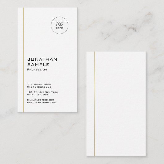 Moderne, minimale rendy kool Gold White - verticaa Visitekaartje (Voorkant / Achterkant)