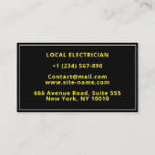 Moderne minimale residentiële elektricien, bliksem visitekaartje (Achterkant)