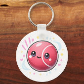 “Moderne Minimale Rode Bal Sleutelhanger | Roze & (Voorkant)