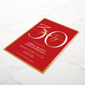 Moderne minimale rode dertig script verjaardag folie uitnodiging (Gedraaid)