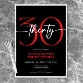 Moderne minimale rode dertig script verjaardag kaart