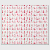 Moderne minimale rode en witte kerstboom cadeaupapier (Vlak)