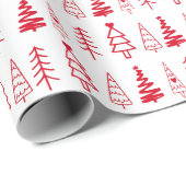 Moderne minimale rode en witte kerstboom cadeaupapier (Rol Hoek)