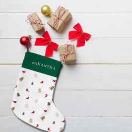 Moderne minimale rode kardinaal kerstboom patroon kleine kerstsok