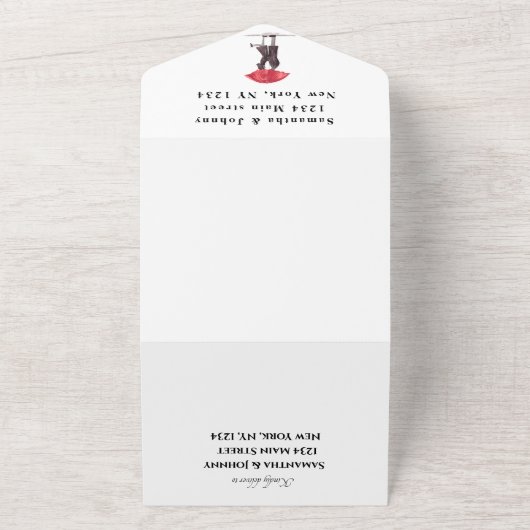 Moderne minimale rode kruis all in one uitnodiging (Buitenkant)