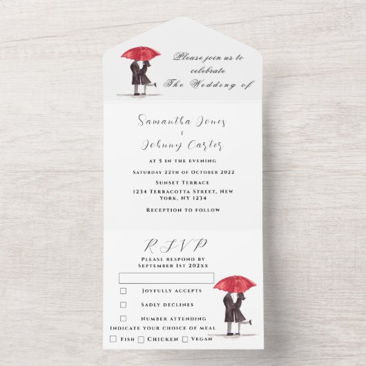 Moderne minimale rode kruis all in one uitnodiging (Binnen)