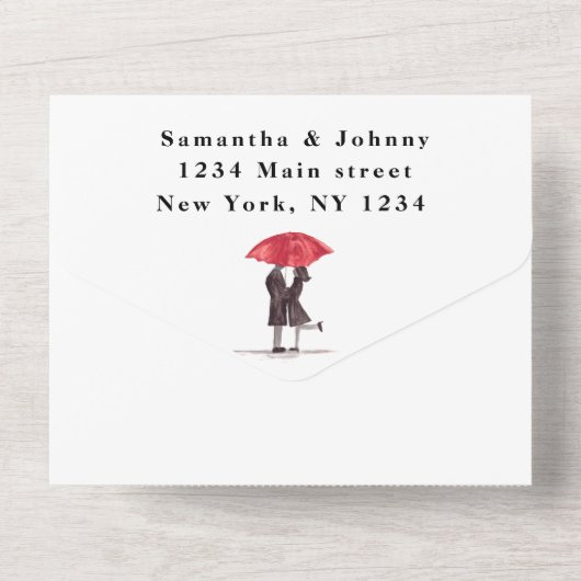 Moderne minimale rode kruis all in one uitnodiging (Achterkant)