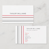 Moderne, minimale rode lijnen Professional Visitekaartje (Voorkant / Achterkant)